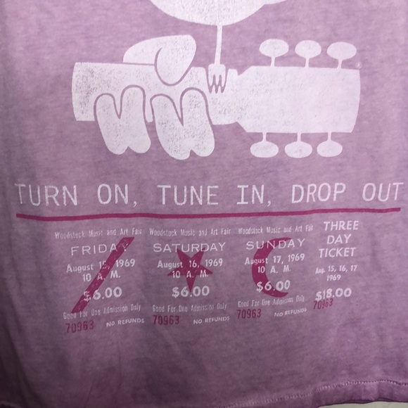 The Vinyl Icons Woodstock Ticket T-Shirt Cotton - Picture 4 of 8